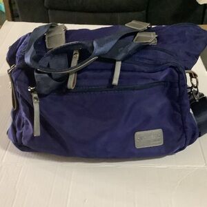 Chaoliubang navy/gray nylon multi compartments weekend carry on shoulder bag